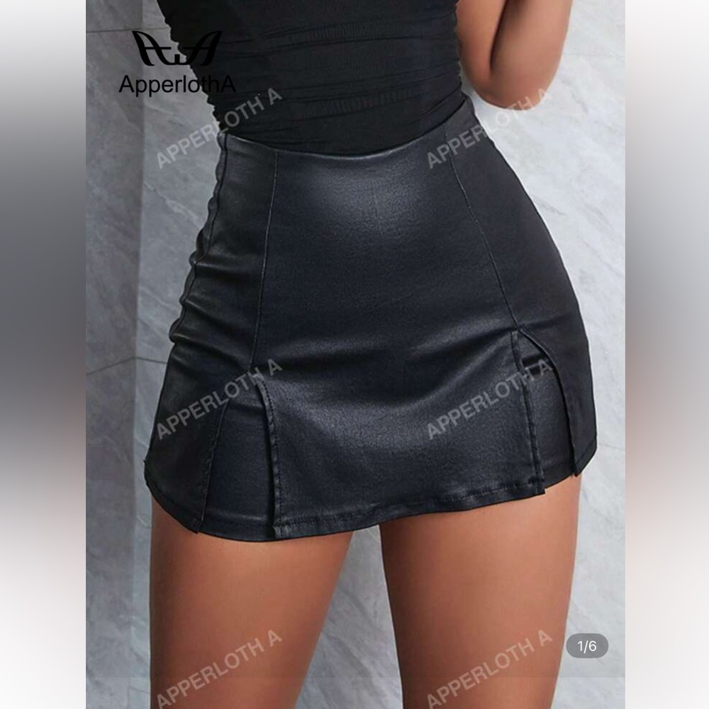 SHEIN Chic Black Faux Leather Mini Skirt